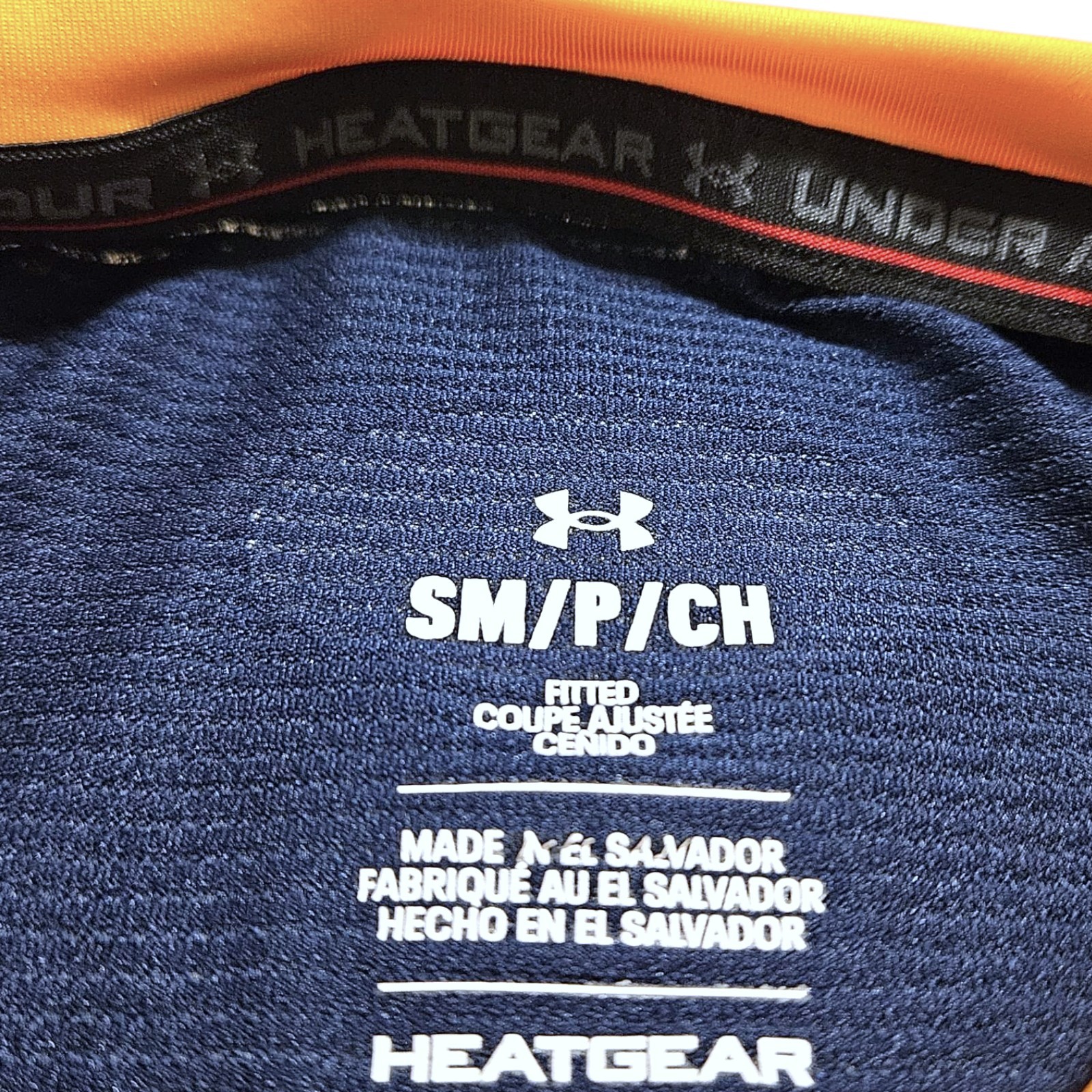 Under Armour Fitted Tee Men's Yellow/Navy HeatGear Vent AMP Sz S Performance Tee gallery