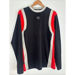 Puma Black Red Gray Long Sleeve Athletic Top Y2K 90s Logo Outdoor Mens Large