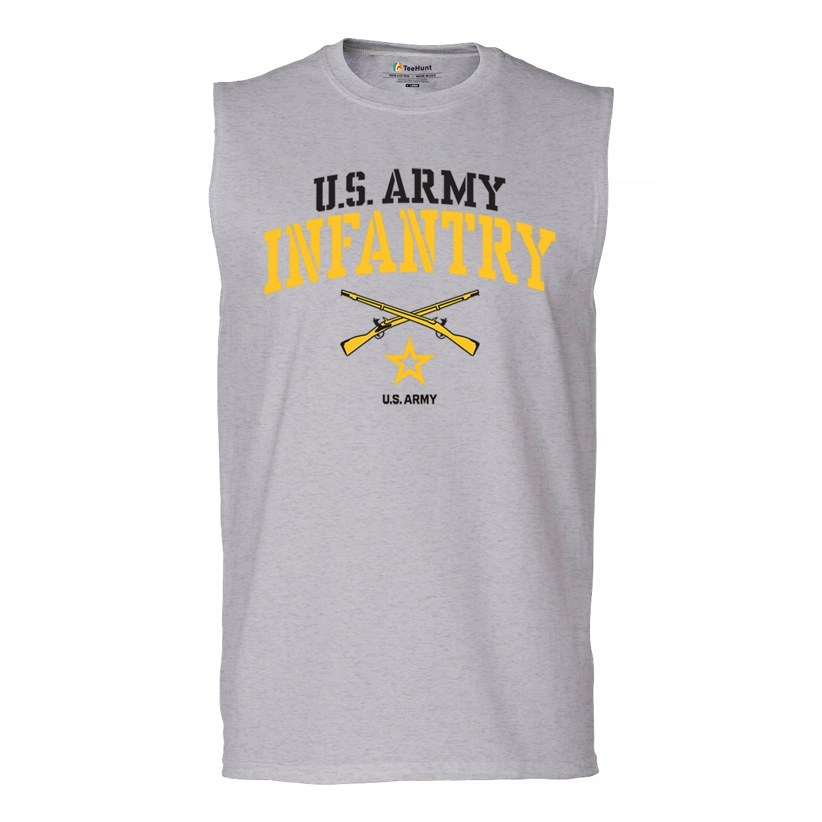 US Army Infantry Muscle Shirt Military Pride Veteran DD 214 Patriotic Men’s