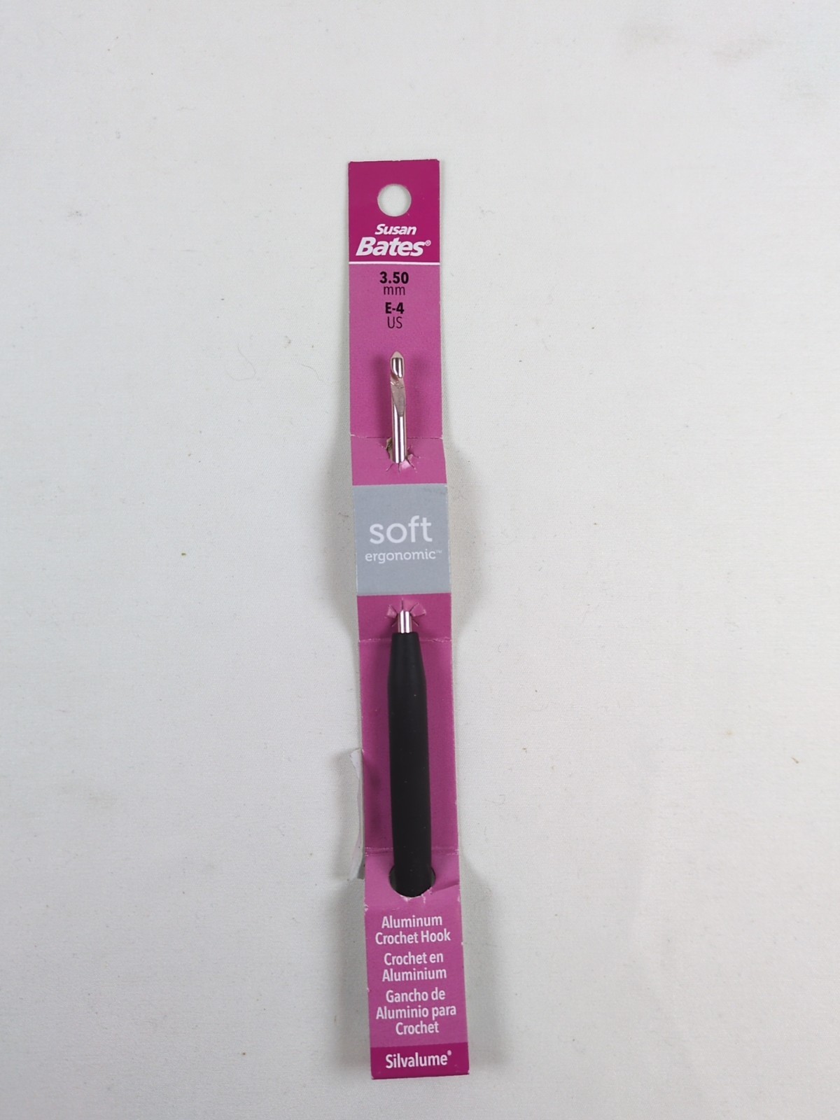 Susan Bates Silvalume Soft Handle Aluminum Crochet Hook 5.5″-Size E4/3.5mm NEW
