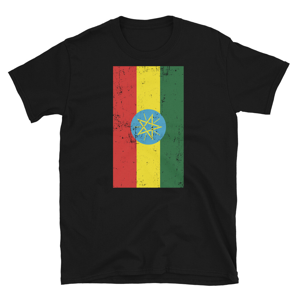 Ethiopia East Africa Addis Ababa Distressed Flag Short-Sleeve Unisex T-Shirt