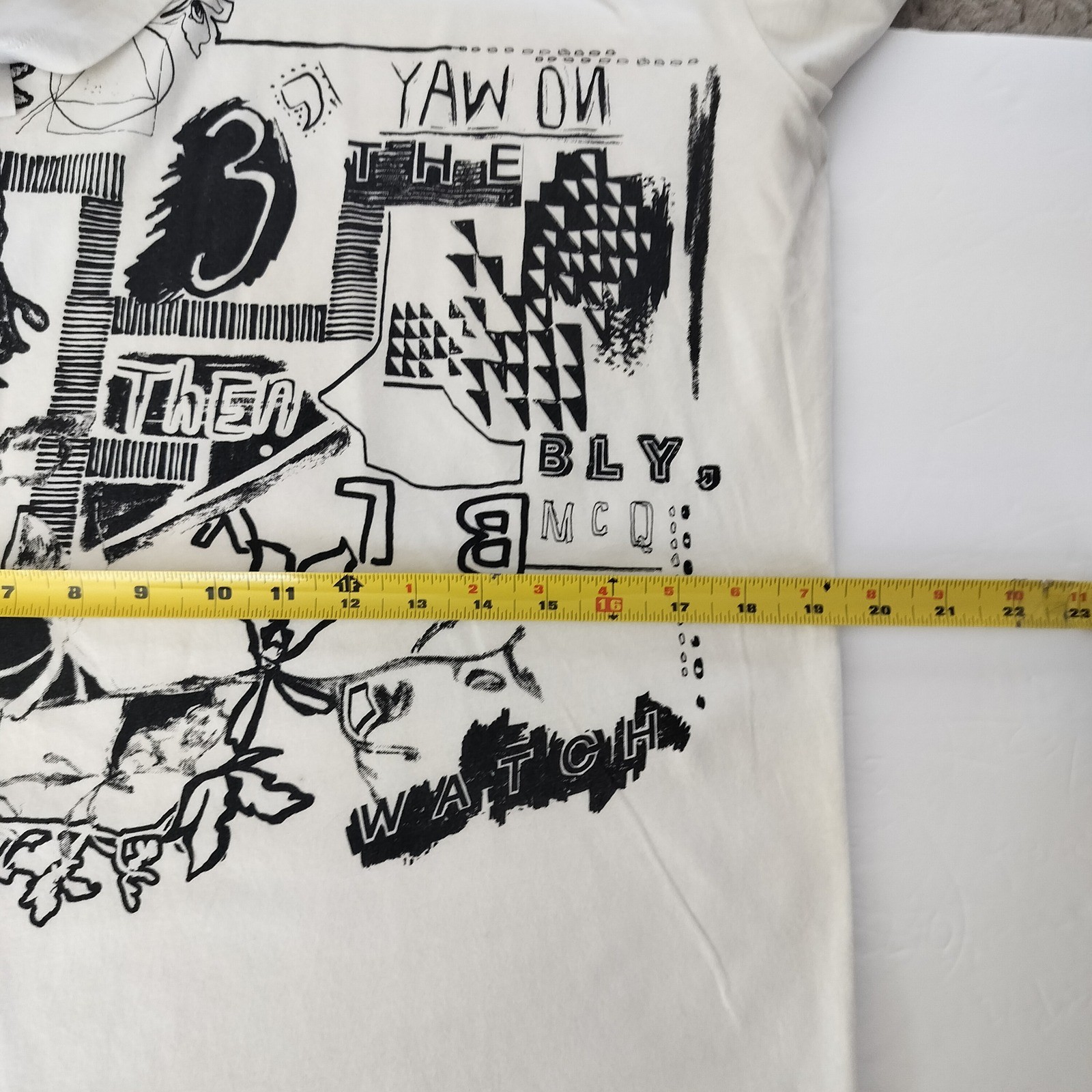 McQ Alexander McQueen Mens Abstract Graphic Print T-Shirt White Cream Large gallery