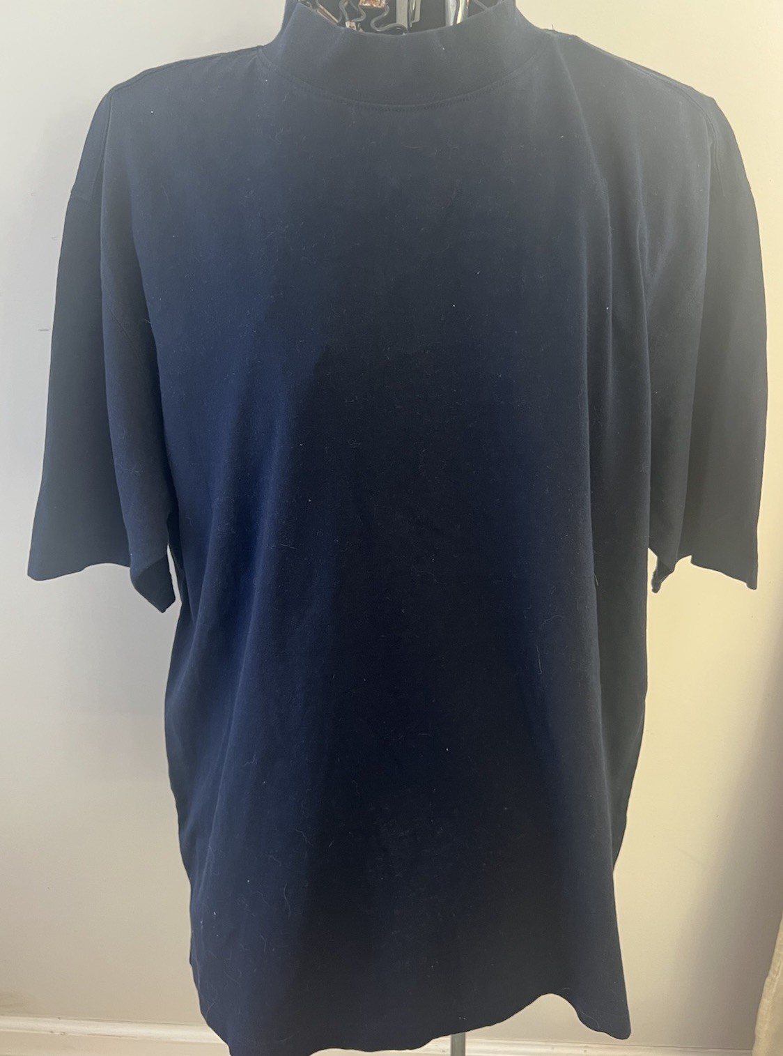 VTG Men’s Slazenger Mock Neck T- Shirt Navy Mecerized Cotton Spandex L NEW Golf gallery
