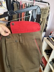 Unique Khaki Military Style Cargo Pants Red Piping Flap Pockets