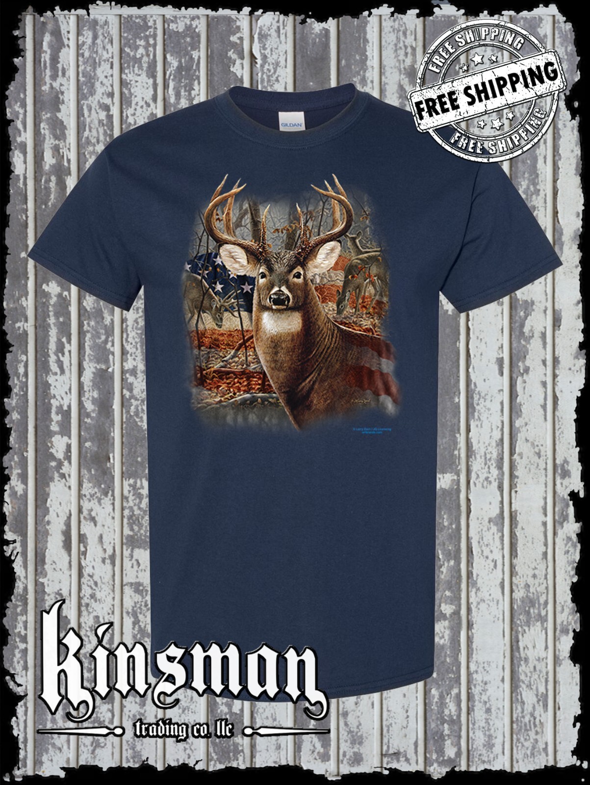 American Deer T-Shirt USA Flag Whitetail Buck Hunting Outdoors gallery