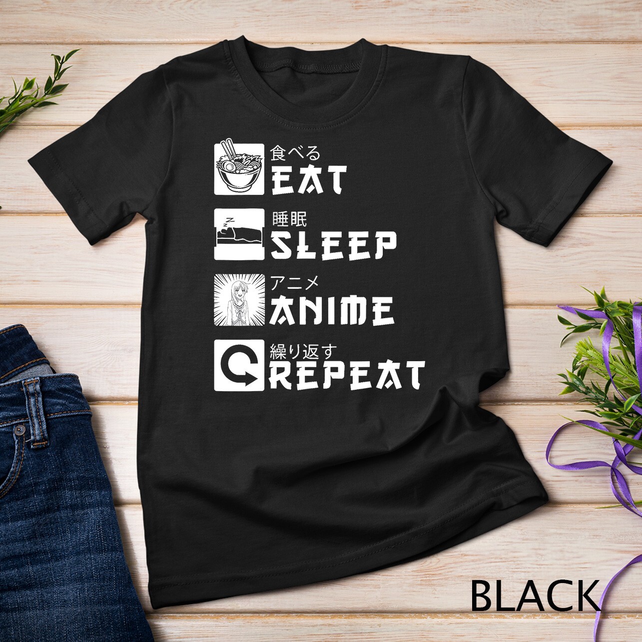 Eat Sleep Anime Repeat Japanese Manga Lover Cosplay Gift T-Shirt Unisex T-shirt gallery