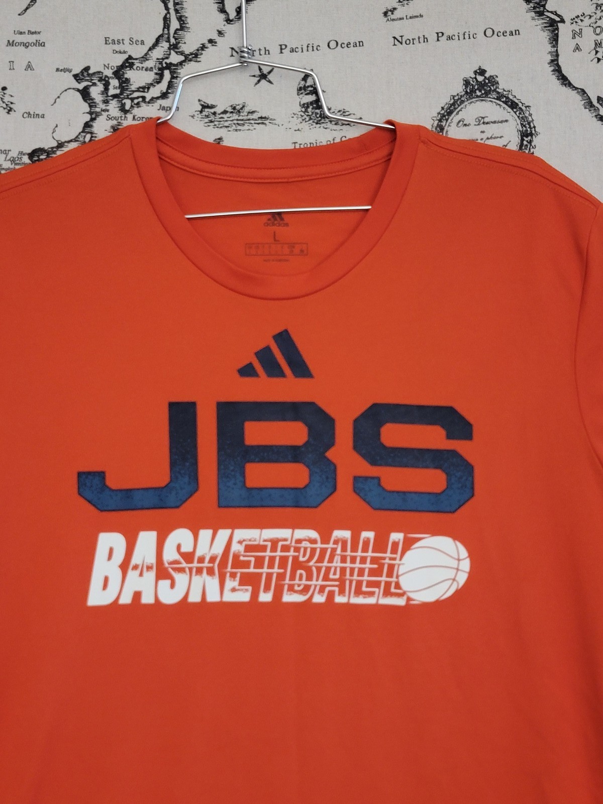 Adidas JBS Basketball T-Shirt Men's Size L Orange Recycled Polyester gallery