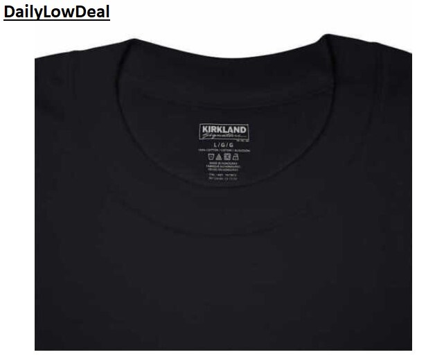 Kirkland Men's Black 100% Cotton Crew Neck T-shirt FREE SHIPPING! 2 OR 6 PACK gallery