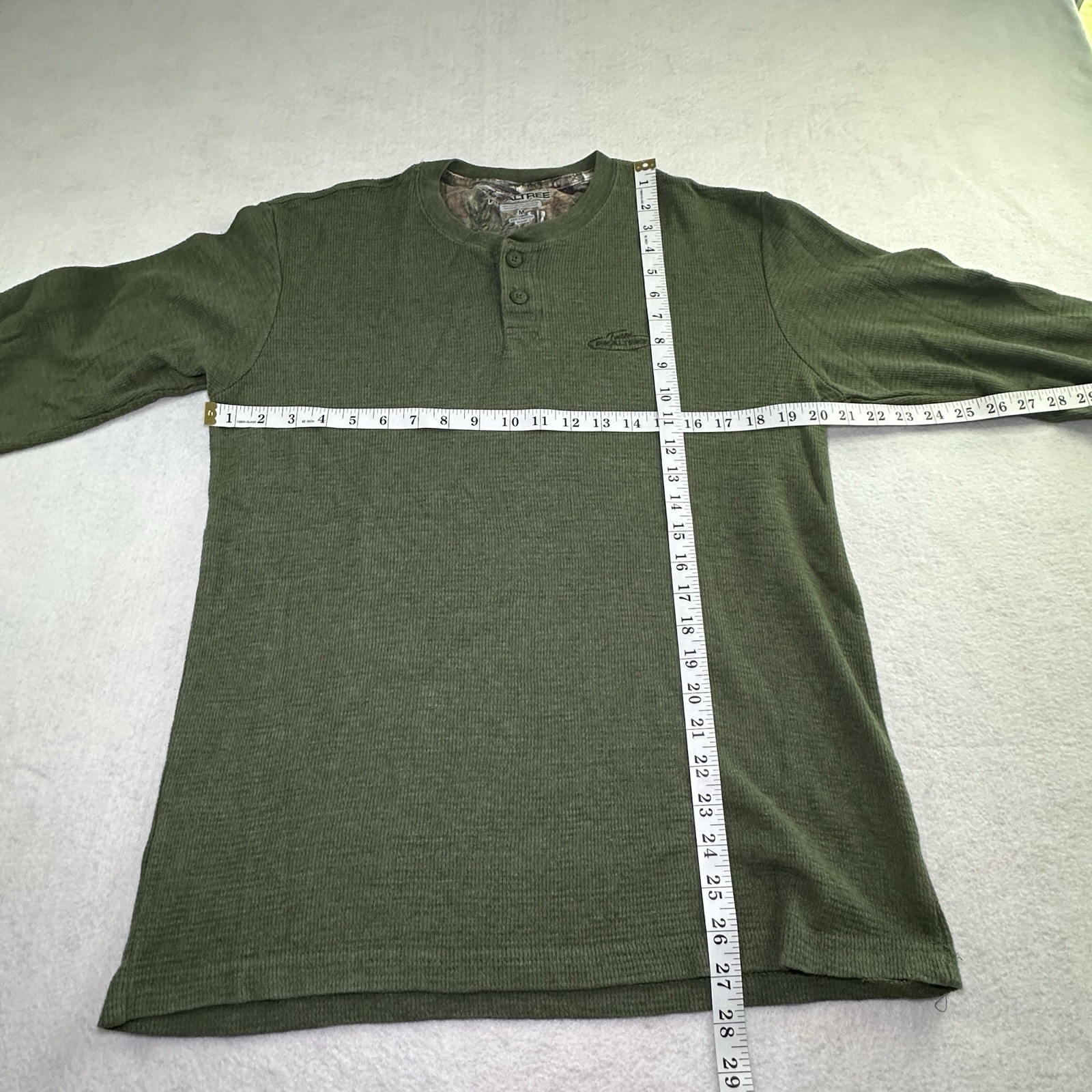 Realtree Shirt Mens Medium Thermal Henley Waffle Knit Casual Outdoor Green gallery