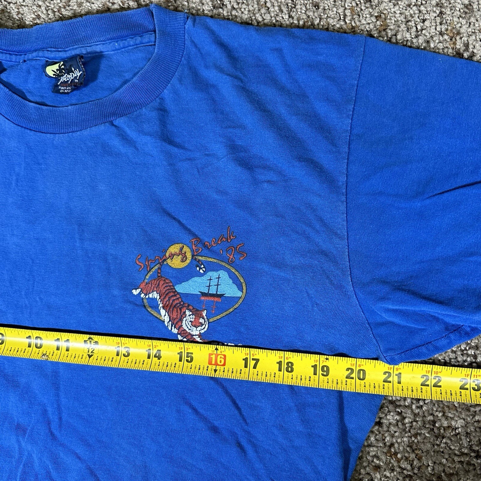 Vintage Spring Break 1985 Tropical Tiger Nature Art Shirt Size L 80s gallery