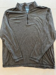 ORVIS Shirt Mens Extra Large Gray Logo 1/4 Zip Stand Collar Pullover Knit
