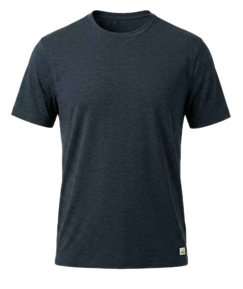Vuori Strato Tech Tee Men M Heather Navy Short Sleeve Stretch Performance Tshirt gallery
