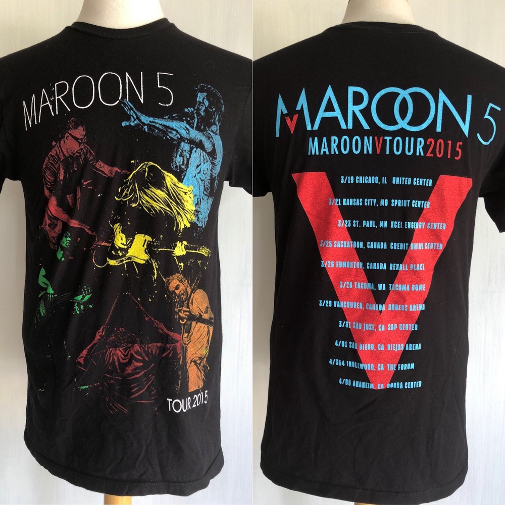 MAROON 5 (2015) Official Adam Levine Band Concert Tour Dates T-Shirt Size Small