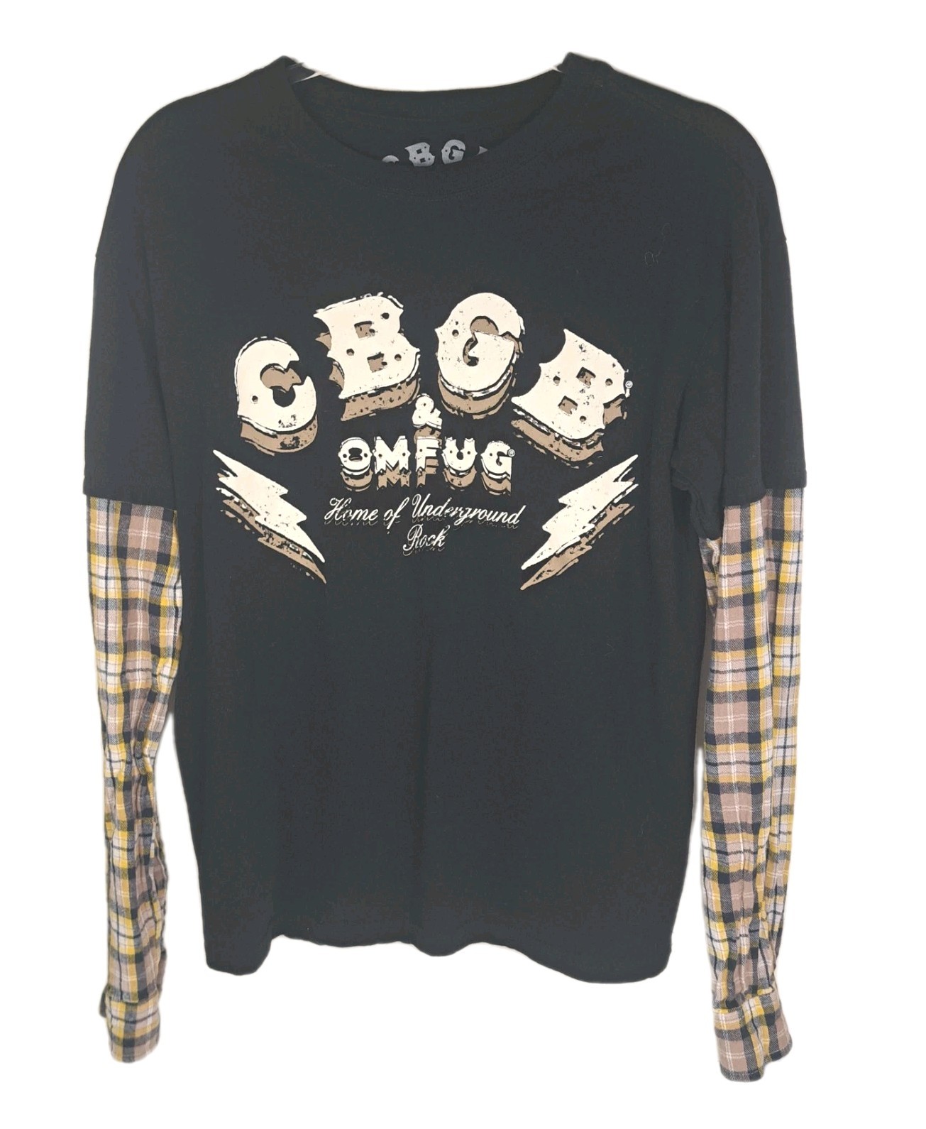 CBGB & Omfug Flannel Sleeve T-shirt Small Unisex Goodie Two Sleeves Black gallery