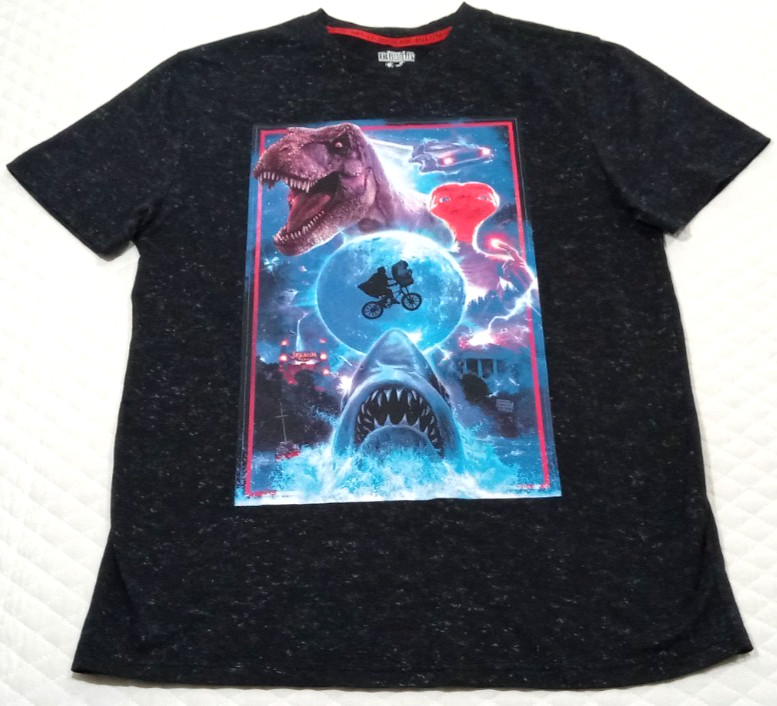 Universal Studios Men's Medium T-Shirt E.T. Jaws Jurassic Park Black Overdye gallery