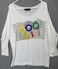 🔥 Coogi • Embroidered Logo White T Shirt Long Sleeve • Men’s Size 3XL