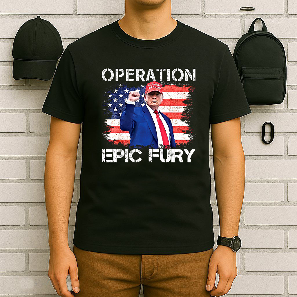 Operation Epic Fury Trump American Flag T-Shirt Unisex gallery