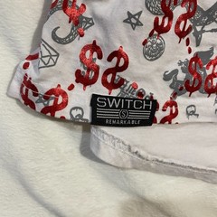 Switch Remarkable Hooded T-Shirt Mens 2XL Red White Dollar Sign Dragon Print