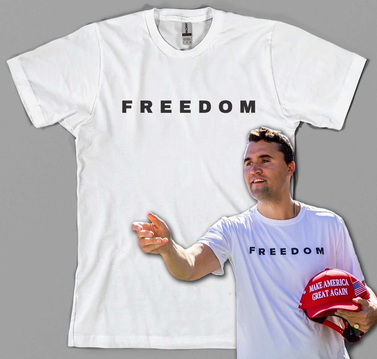 FREEDOM Charlie Kirk T Shirt tribute Christian america jesus god free speech NEW gallery