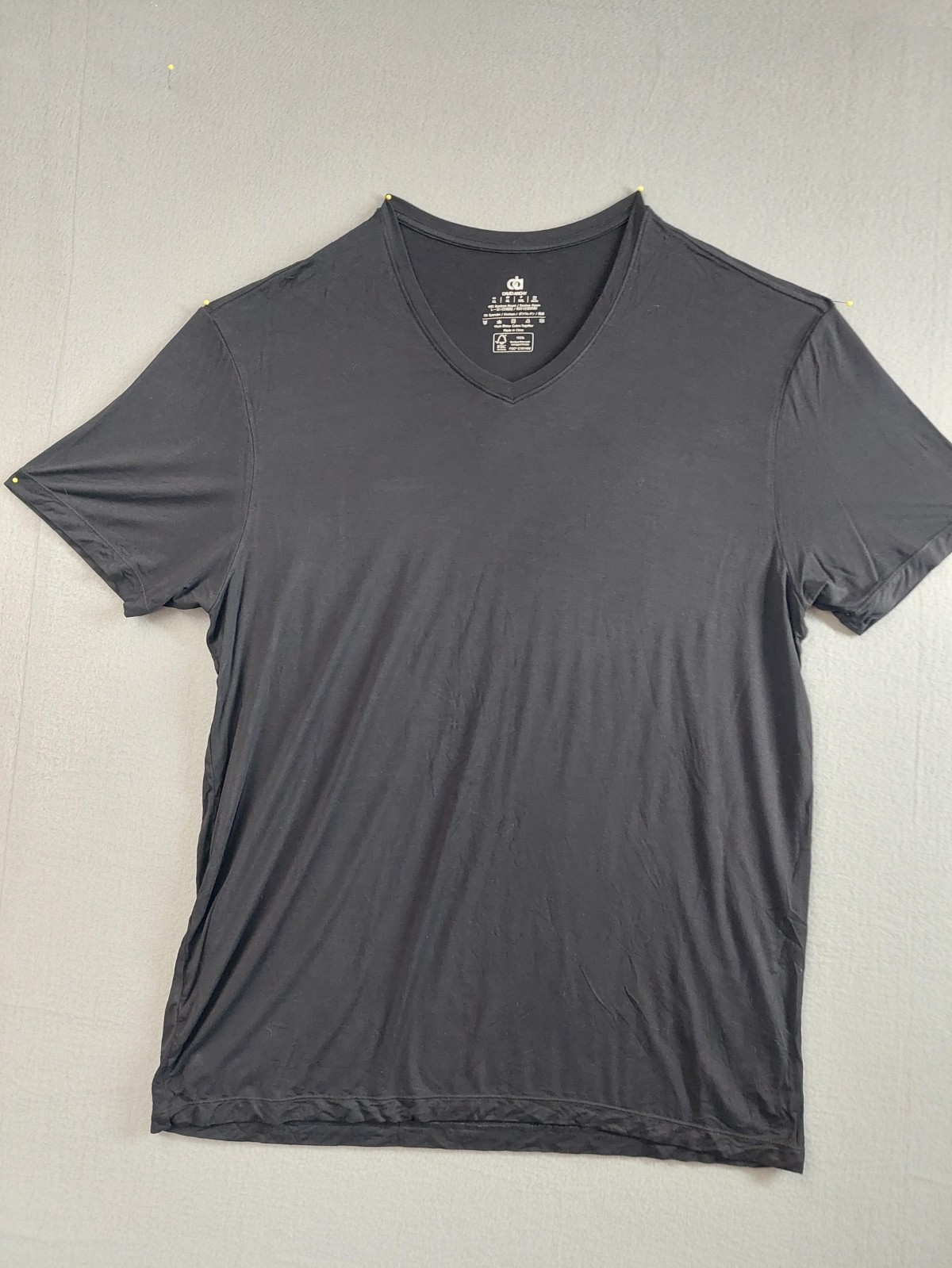 David Archy Men T Shirt XL Black Classic V Neck Short Sleeve Stretch Outdoor