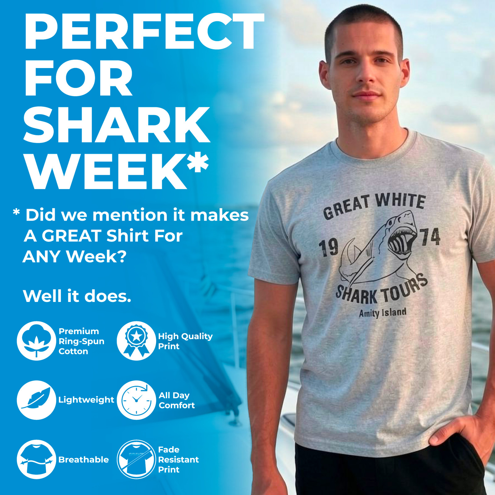 Mens Hammerhead Shark T Shirt Cool Aquatic Wildlife Graphic Tee gallery