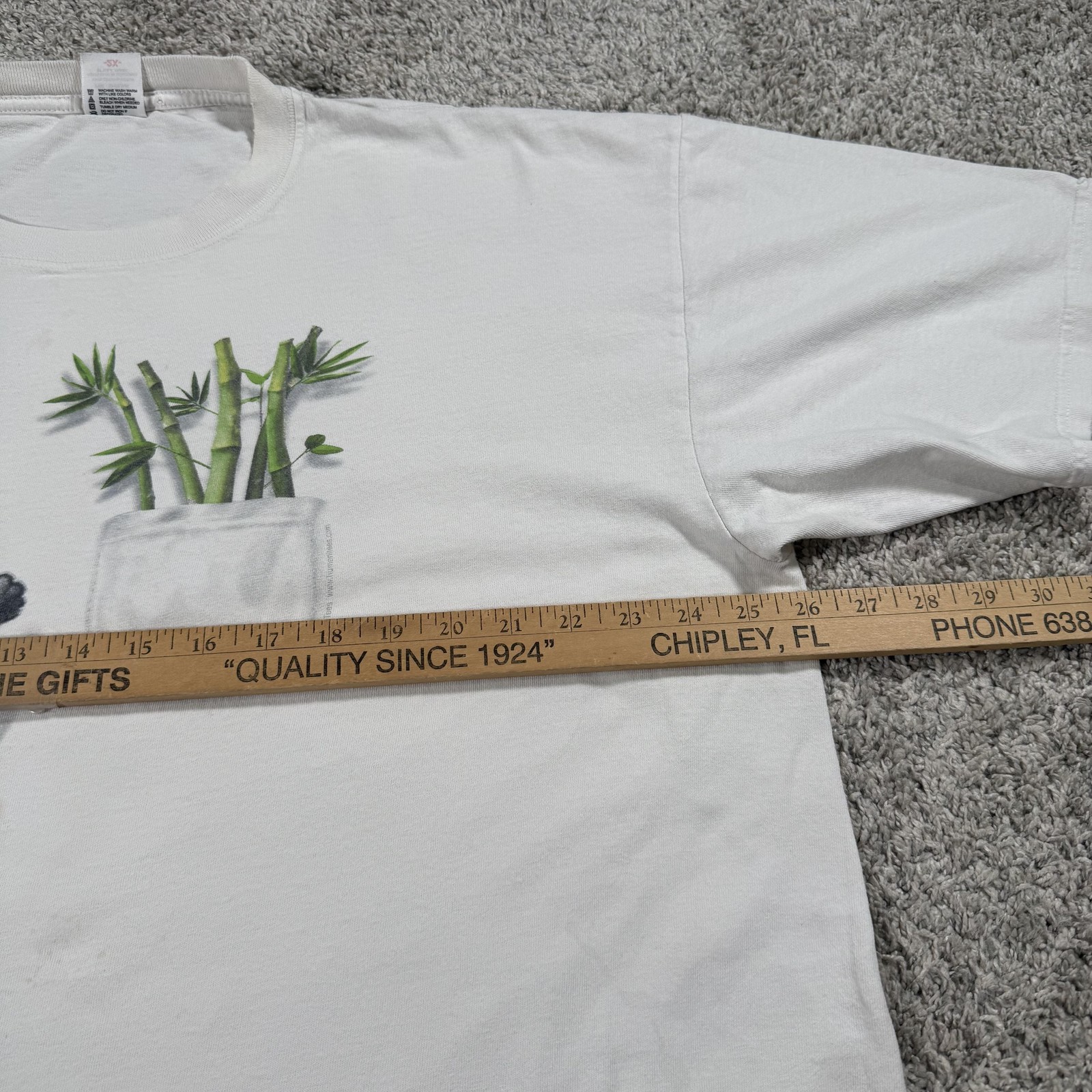 Anvil Shirt Mens 2XL White Panda Bamboo Pocket Graphic Back Print Tee Cute gallery