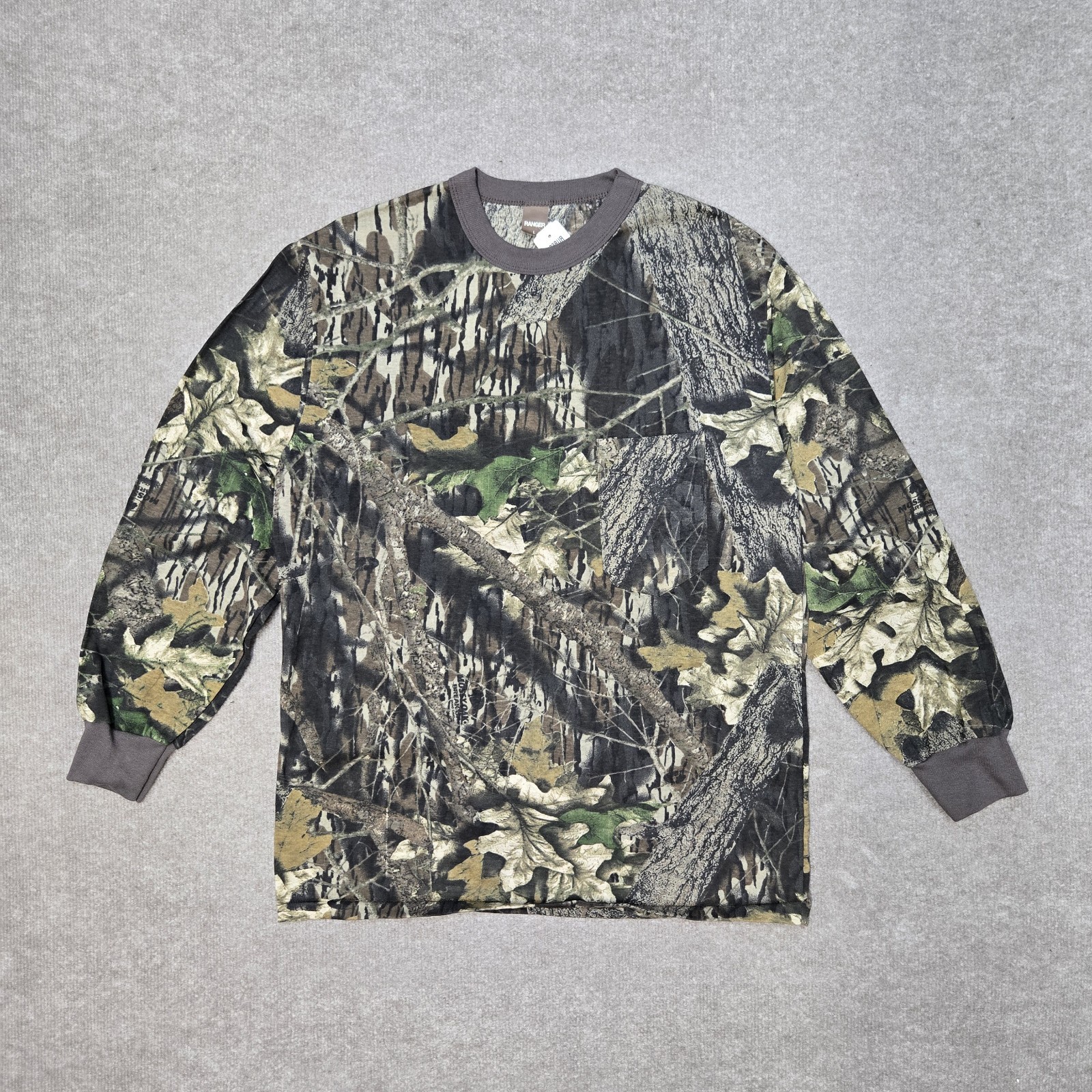 Men’s Vintage Mossy Oak Camo AOP Long Sleeve Shirt Size L Ranger USA Made 90s gallery