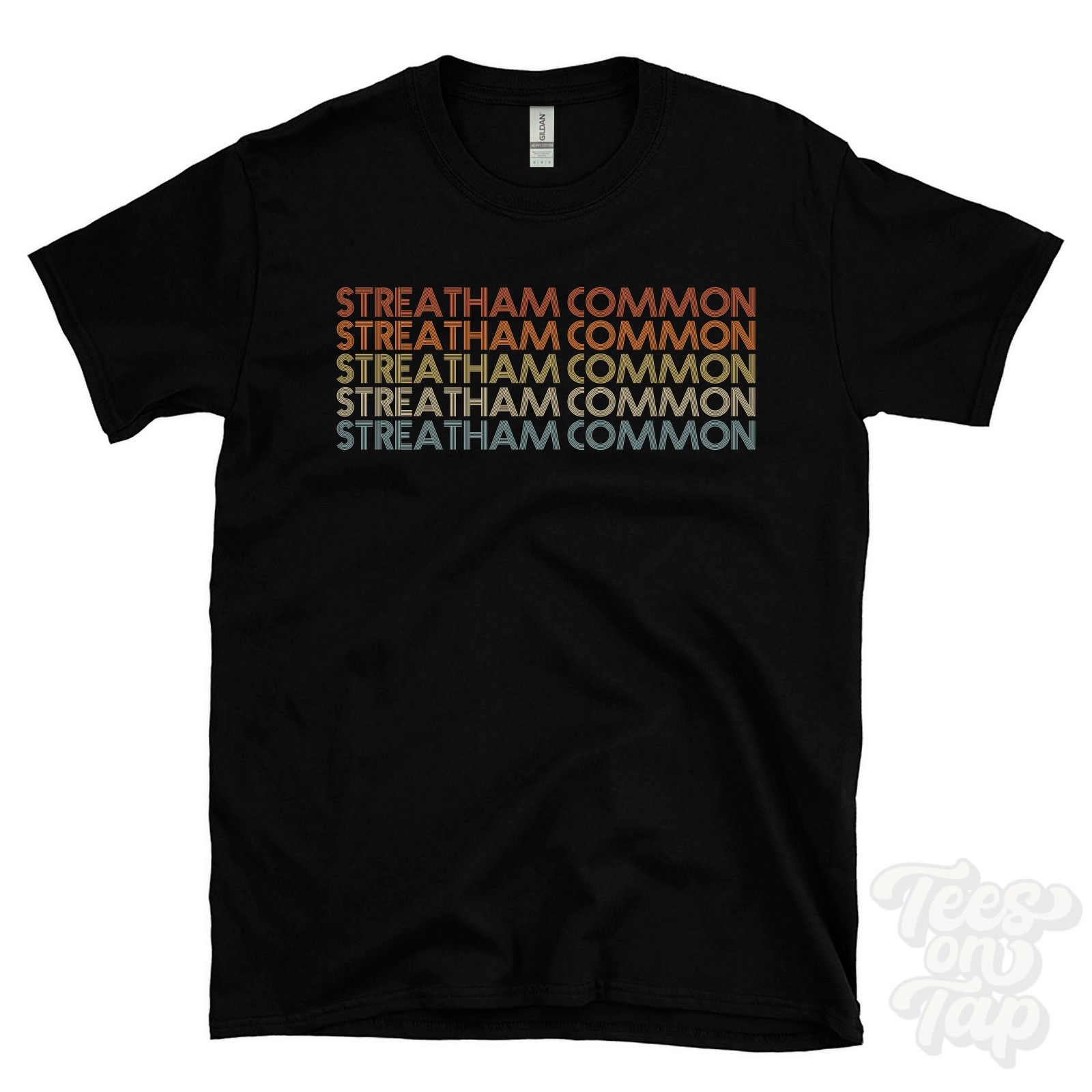 STREATHAM COMMON REPEATED RETRO STYLE T-SHIRT mens & womens uk place name gift