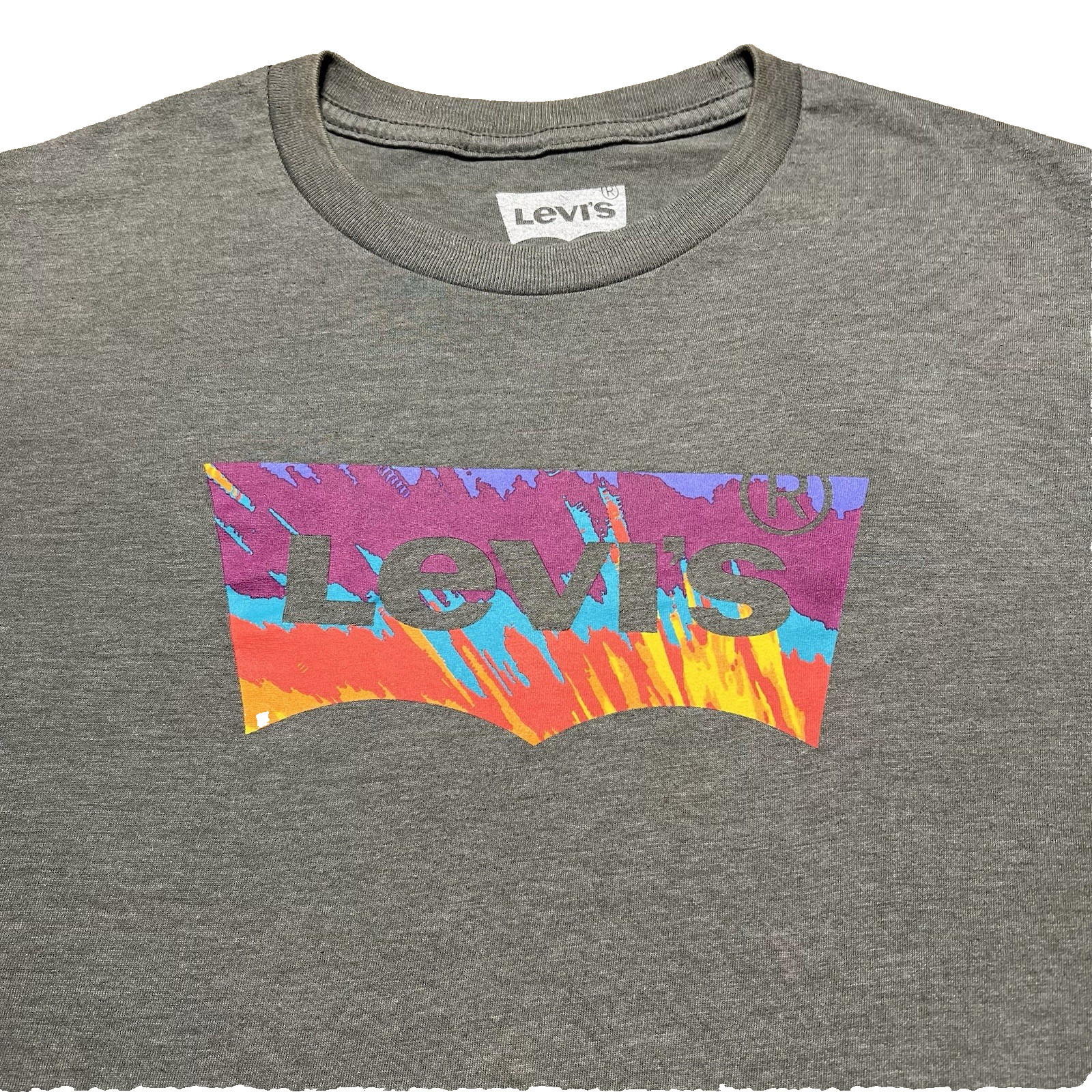 Levis Southwestern Neon Batwing Logo T Shirt Mens Medium Gray Retro Western Tee gallery