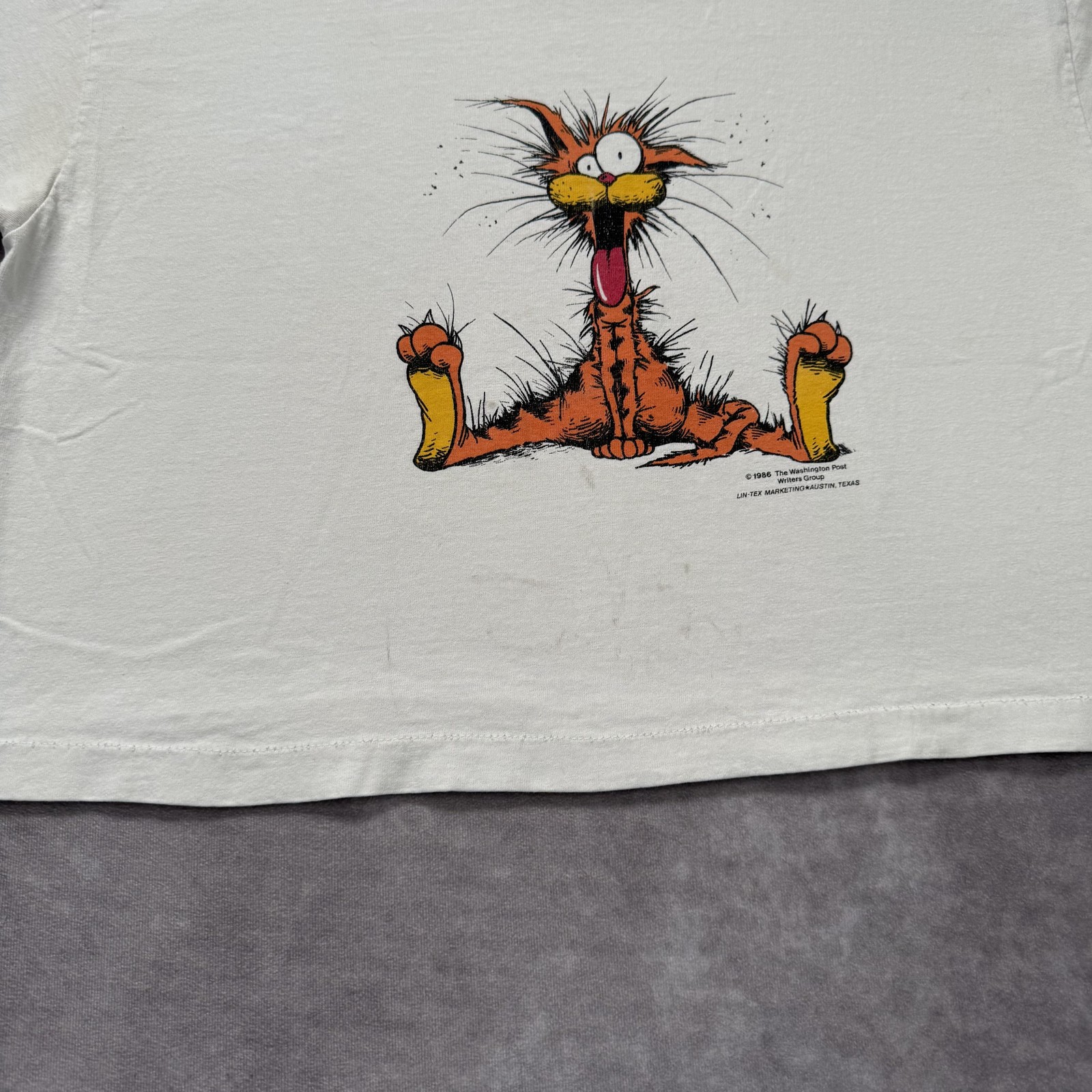 Vintage 80s Stedman Shirt Mens XL White Bill The Cat Bloom County Graphic Tee gallery