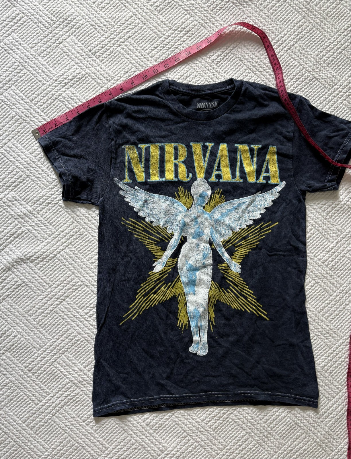 Nirvana Concert T-Shirt In Utero Unisex Small Grunge 90s Cotton Navy Angel gallery