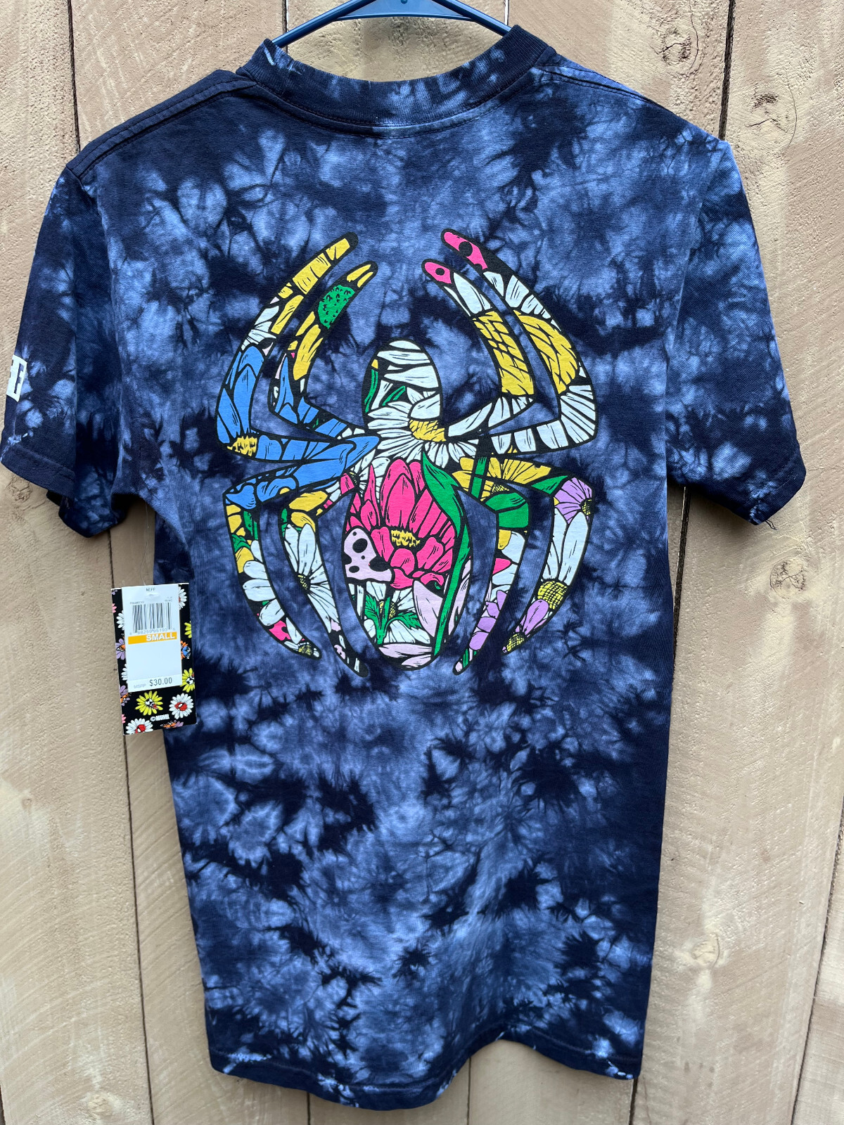 Marvel x NEFF Spiderman Floral Spider Graphics Blue Tie Dye Tshirt Unisex S- NEW