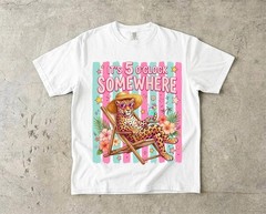 Retro Summer Leopard Graphic Shirt It’s 5 o’clock Somewhere Tropical Shirt