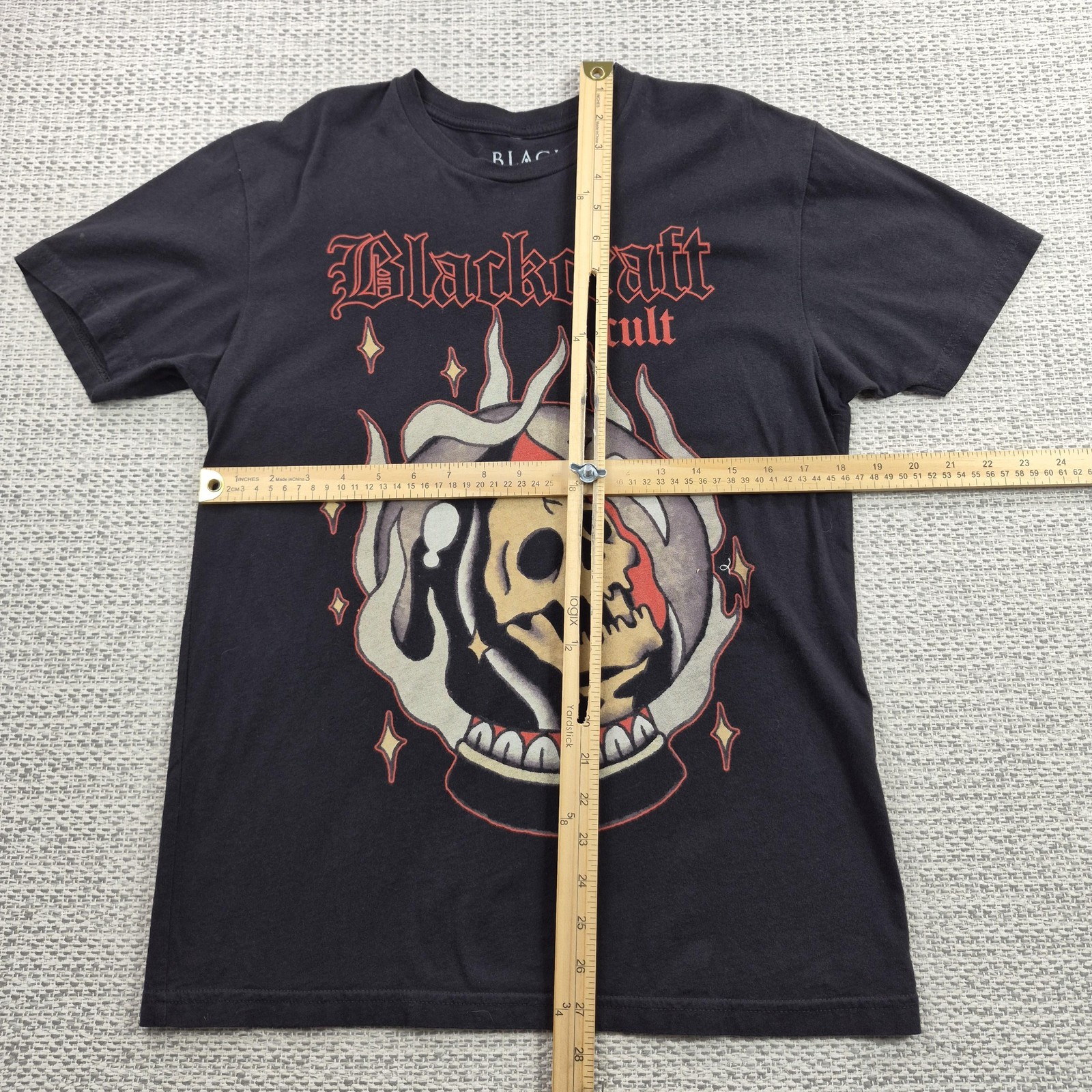 Blackcraft Cult Shirt Mens Medium Black Skull Occult Crystal Ball Graphic Tee gallery