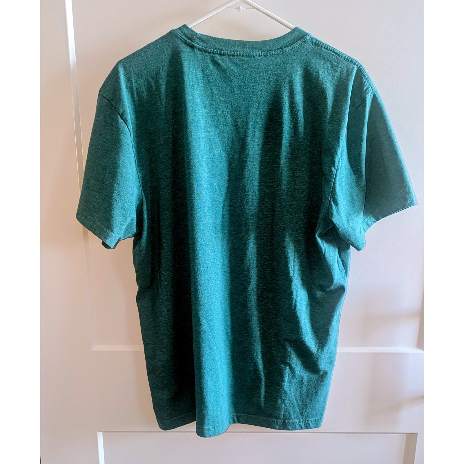 Mens prAna Organic Cotton Blend HeatherTeal Crewneck T-Shirt Large Fair Trade gallery