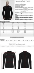 Punk Rave Men Black Gothic Handsome Punk Splicing Knitted T-Shirt Slim Fit Tops