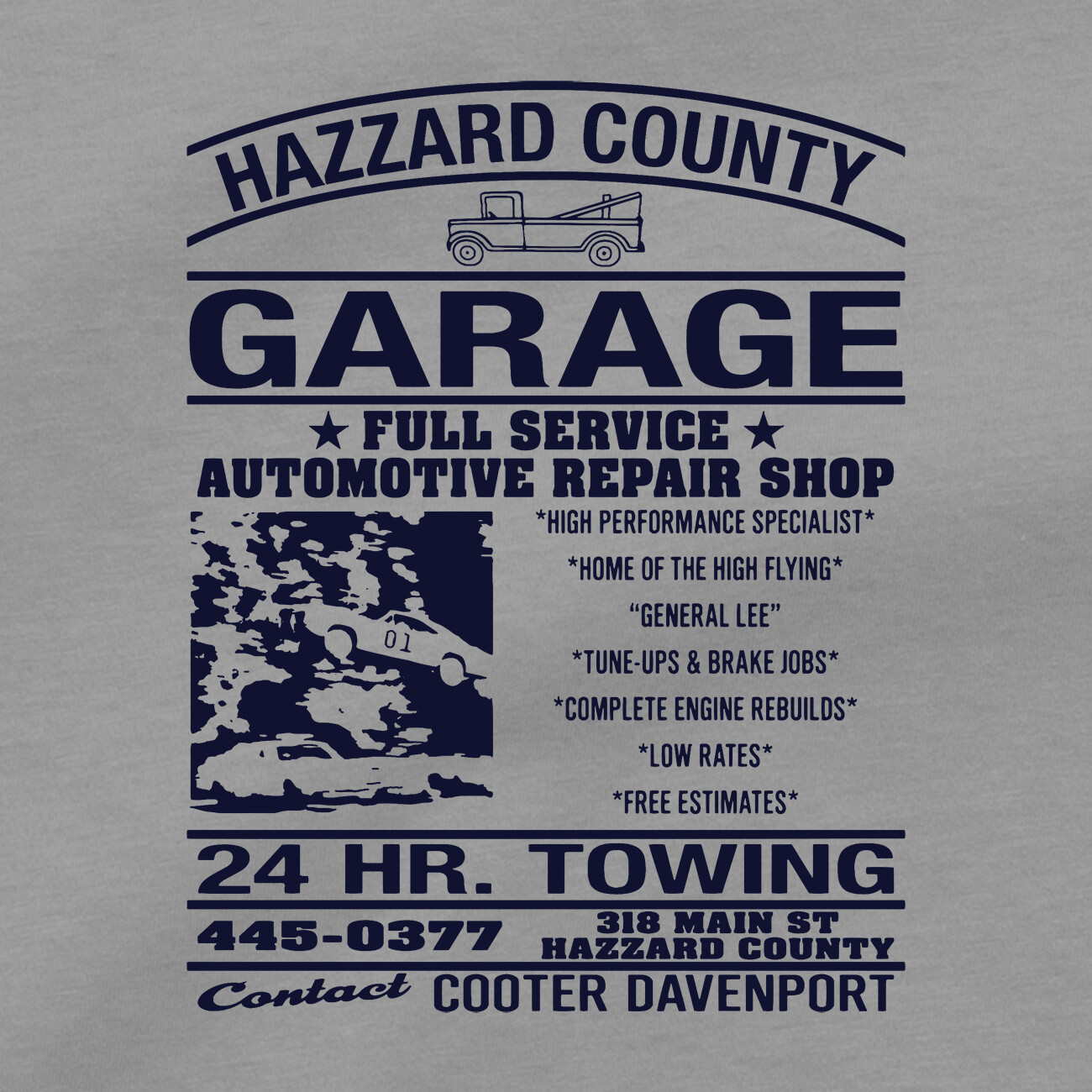 Dukes Of Hazzard County Garage Tee Shirt Bo Luke Daisy Duke TV Show DVD Blu Ray gallery