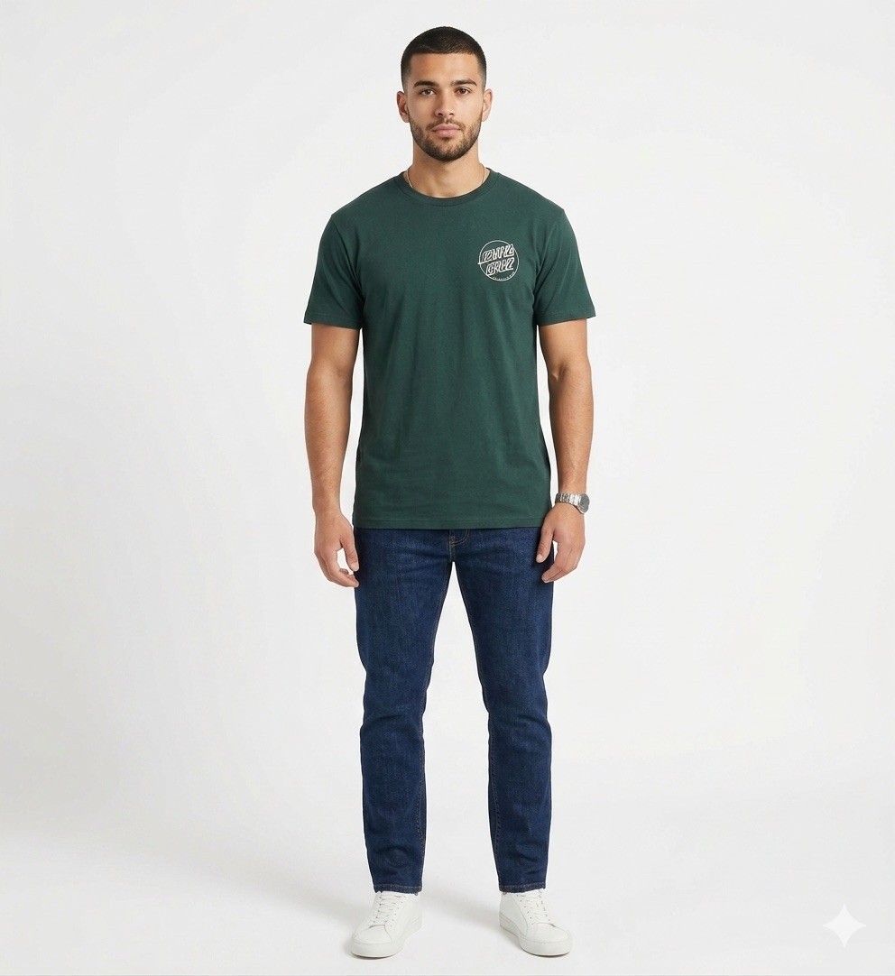 Santa Cruz Skateboards Original Logo T-Shirt Green 100% Cotton Men's Size Large gallery