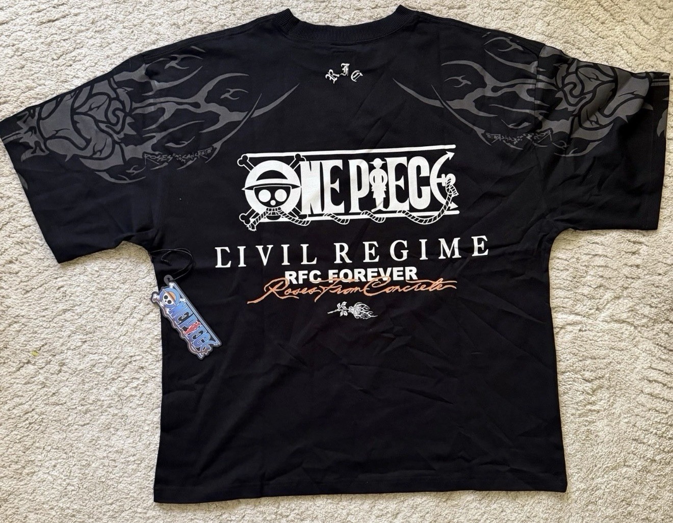 Civil Regime X One Piece Law “Surgeon Of Death” Premium Oversized Tee In Mens XL gallery
