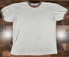 Vintage Simpleminds Band Shirt Mens Large White Brown Trim 90s Distressed Ringer