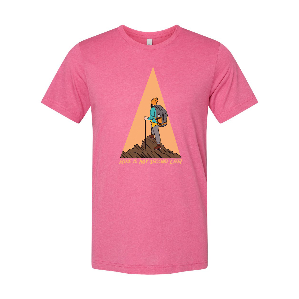 Unisex Hiking Graphic Tee With Trekking Figure And Triangular Mountain Design Pr gallery