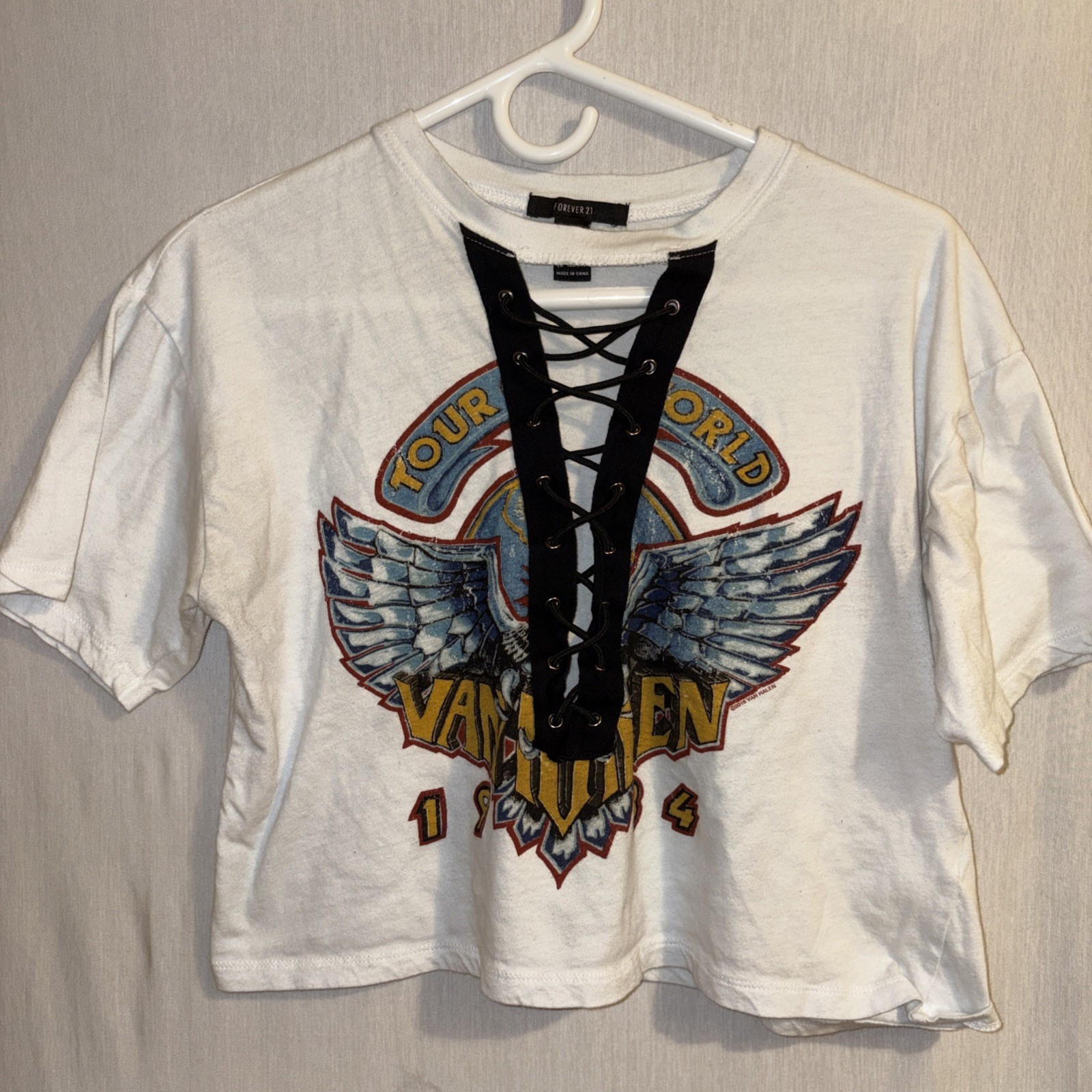 Forever 21 Van Halen Graphic Lace-Up Band Tee Womens Size Small