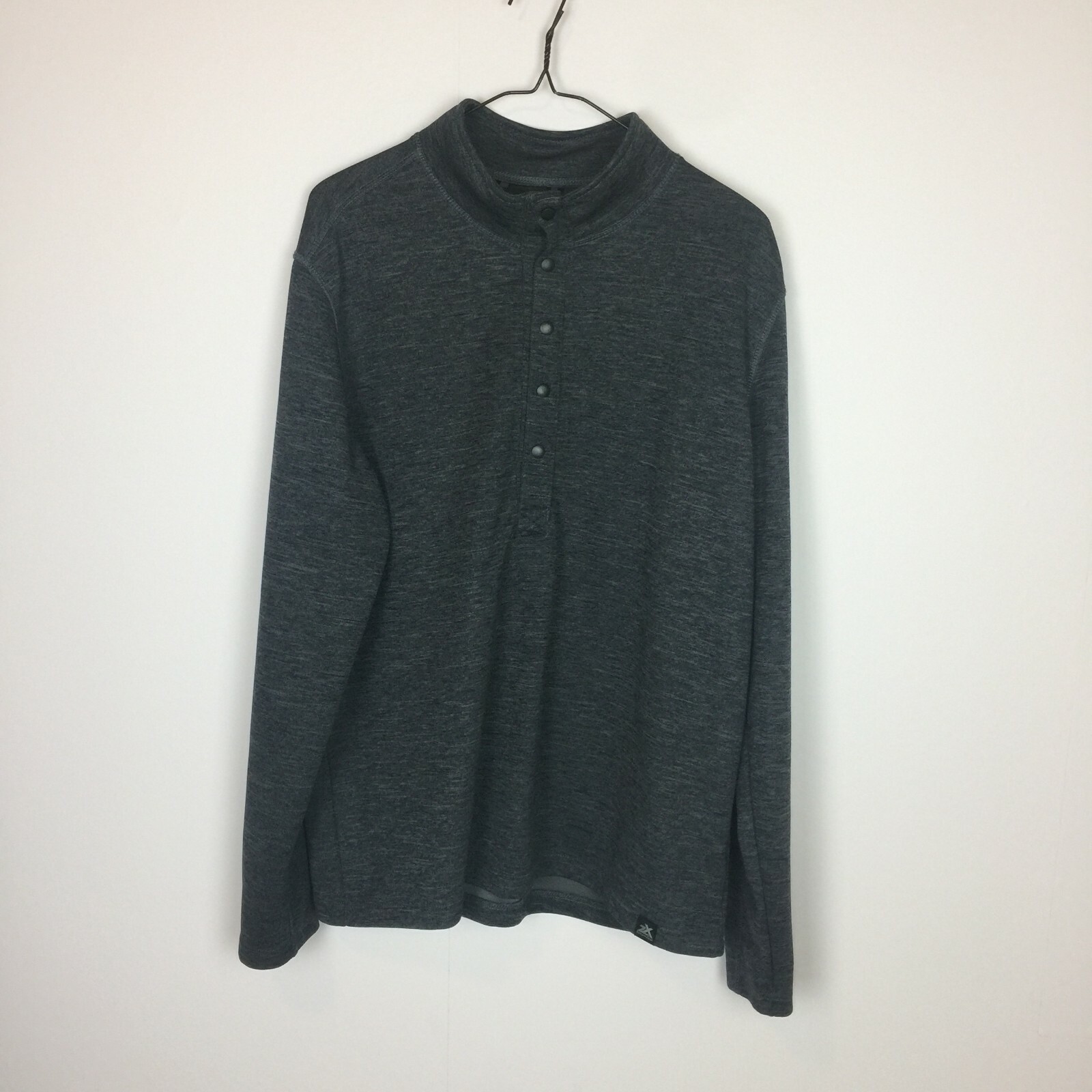 ZEROXPOSUR Men's Henley Long Sleeve T-Shirt Top Sz L/G Dark Gray Ribbed Knit A7 gallery