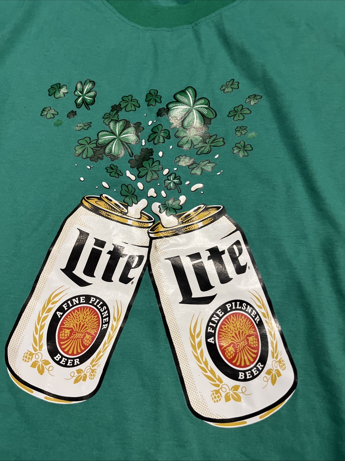 Miller Lite Beer Green St Patricks Day T-Shirt Sz XL Party College Bar Casual gallery