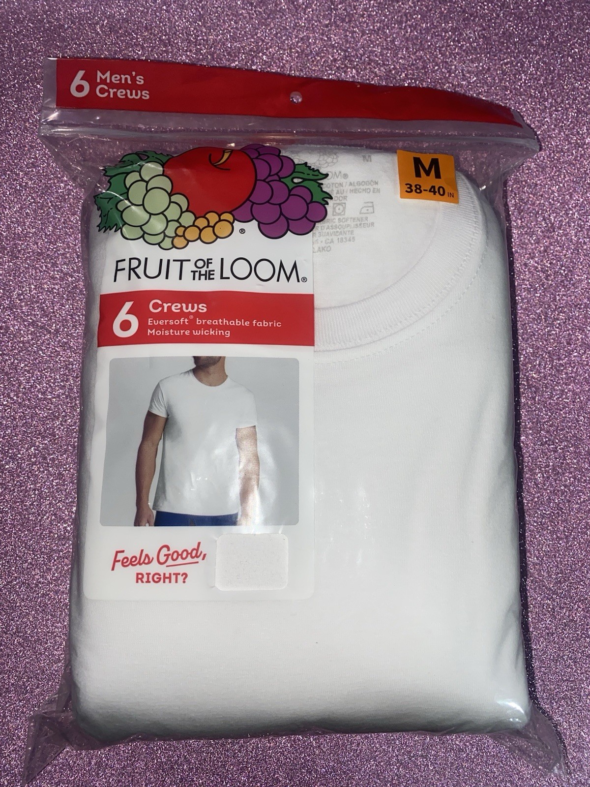 Fruit Of The Loom Men’s M 38-40 Inch Crew Breathable Neck T-Shirts White 6 Pack gallery