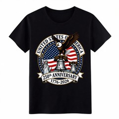 Patriotic USA 250th Anniversary Eagle Flag Liberty Black T-Shirt