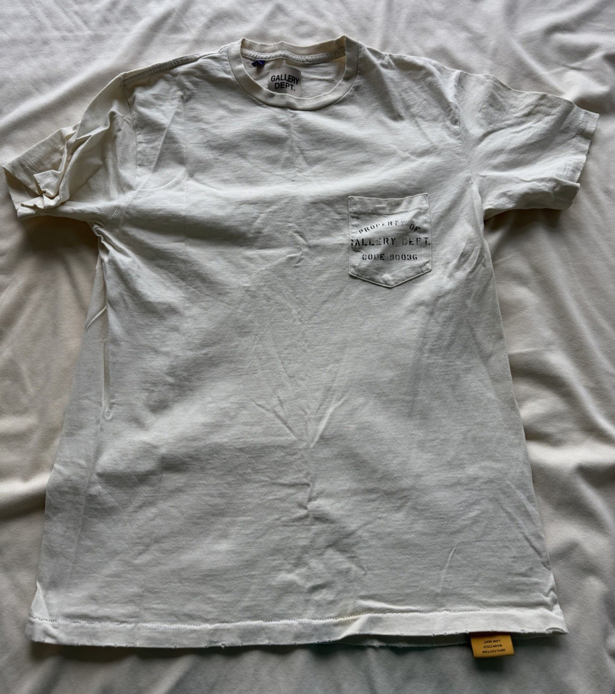 Gallery Dept. Men’s White Short Sleeve Crew Neck Graphic Print Pocket T-Shirt M