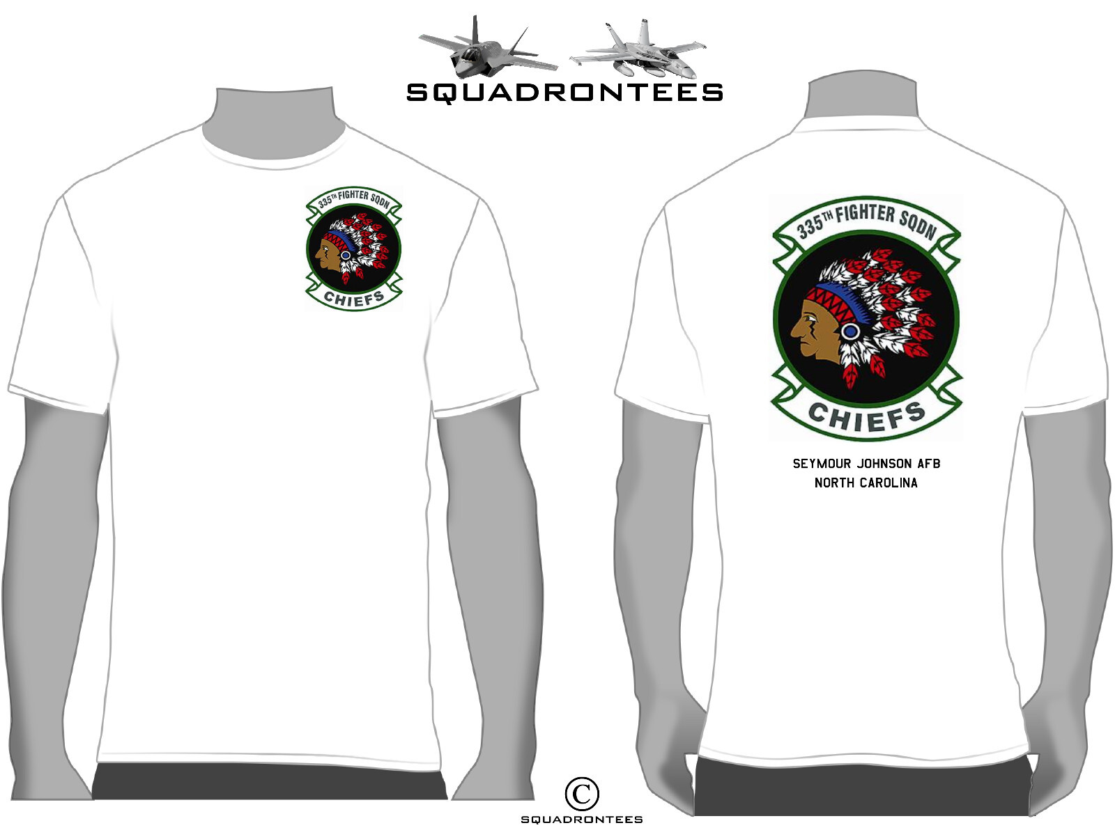 335th Fighter Squadron Chiefs Squadron T-Shirt D4, USAF Licensed Product