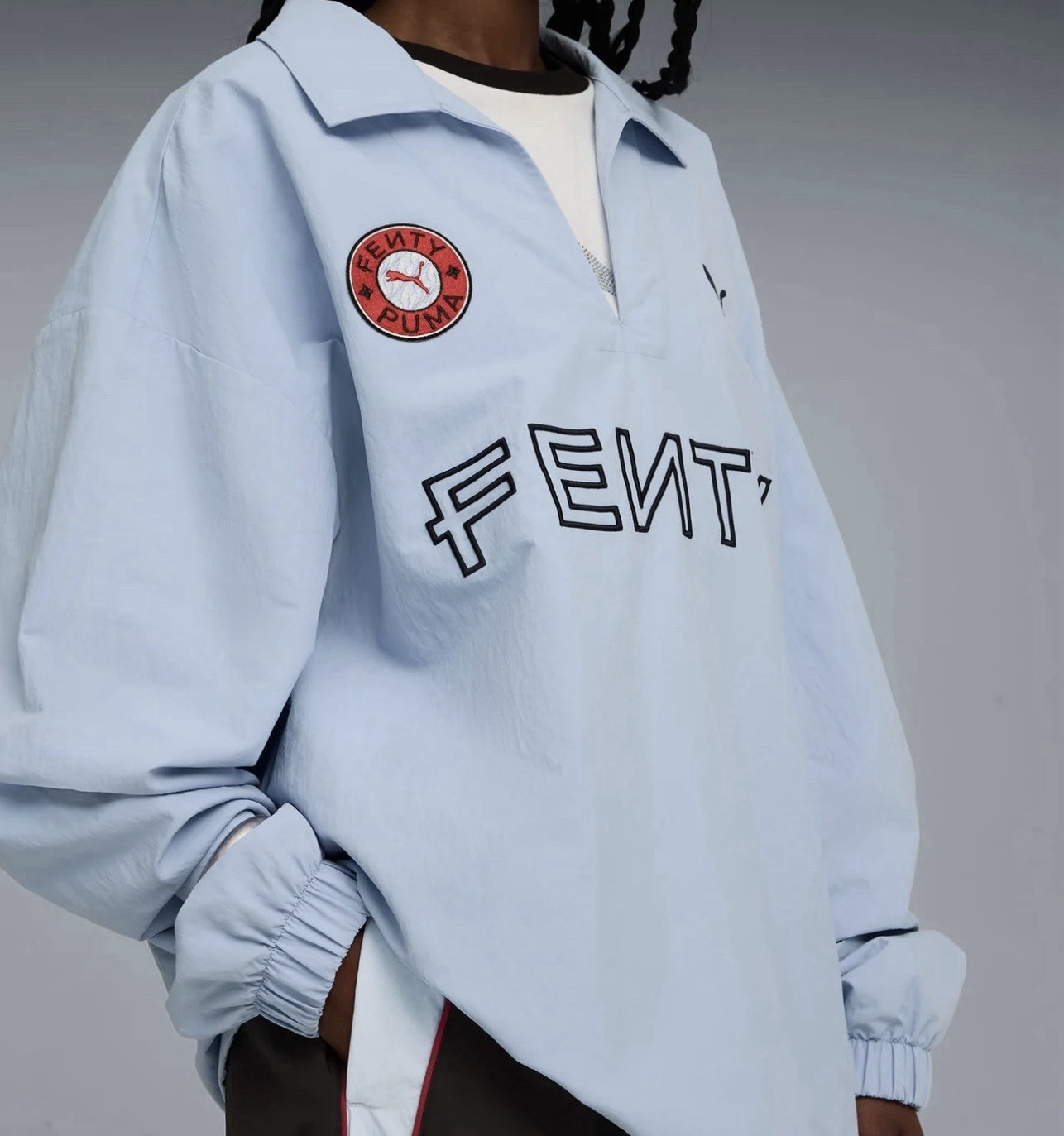 PUMA Fenty X Nylon Drill Top Pullover Mens Blue Casual Tops 63573448 gallery