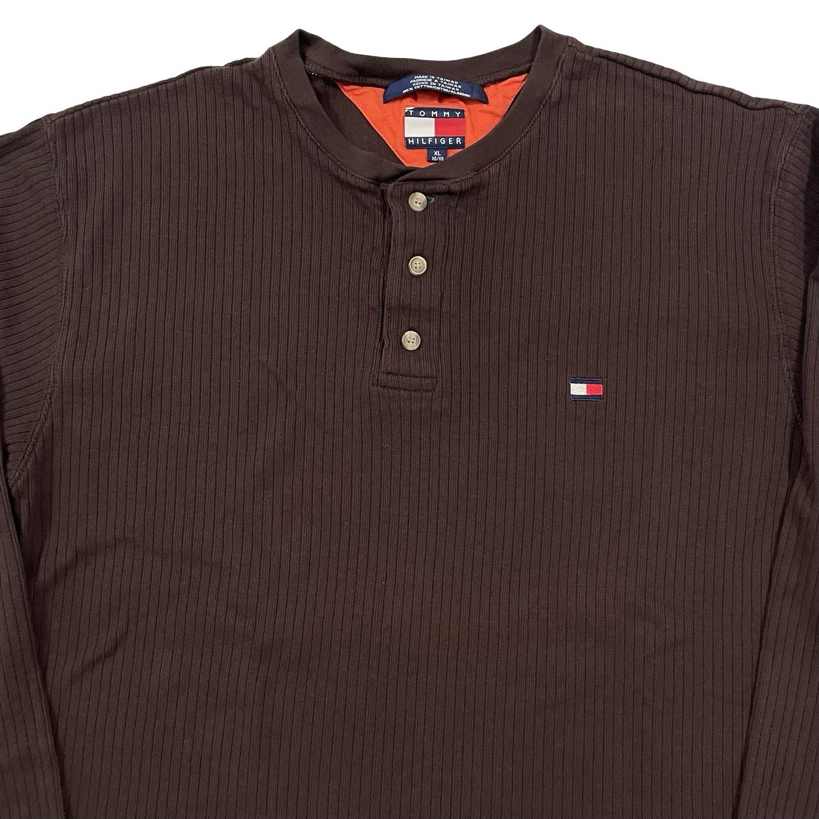 Tommy Hilfiger Waffle-Knit Henley Brown Long-Sleeve Shirt Size XL (Retail $65) gallery